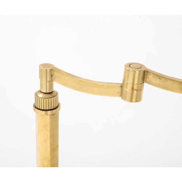 1950s Mid-Century Modern Solid Brass Swing Arm French Floor Lamp For Sale - Image 4 of 12