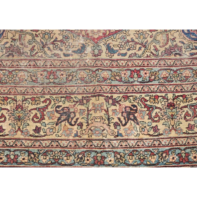 19th Century Persian Kerman Lavar Rug, Hand-Knotted Wool, Floral Pattern, Red & Ivory, 8x11 For Sale In Chicago - Image 6 of 18