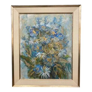 1960s Framed Oil on Canvas Painting by Helene Barber