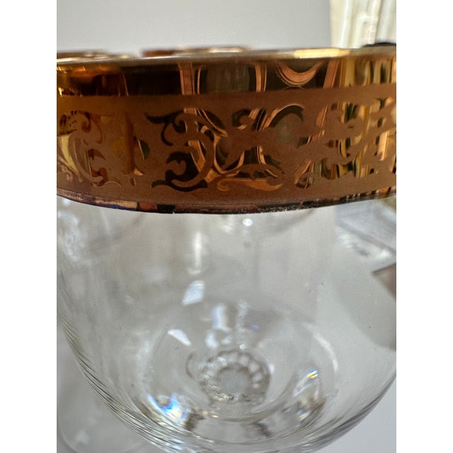 Vintage 1970s Lenox "Autumn" Pattern Set of Fifteen (15) Crystal Wine Glasses With Gold Band Encrusted 7.5" High - Set of 15 For Sale - Image 13 of 17