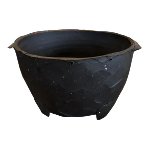 Early 20th Century Ceramic Hand Formed Dark Brown Pot