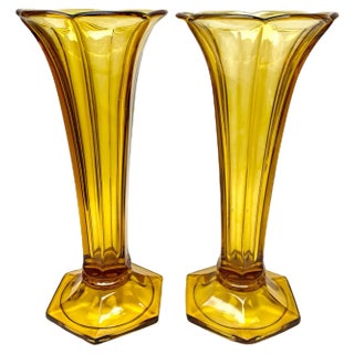 Art Deco Americain Vases by Charles Graffart for Val Saint Lambert, 1935, Set of 2 For Sale