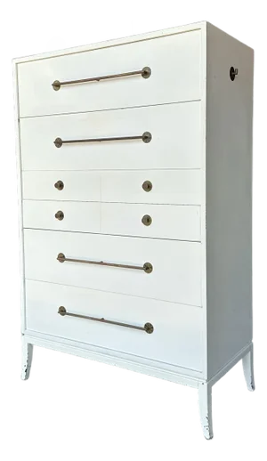 Tommi Parzinger for Parzinger Originals White Lacquer Tall Dresser With Brass Accents
