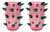 Art Deco Style Pink and Green Murano Glass Vases with Applied Spikes, 1980, Set of 2 For Sale