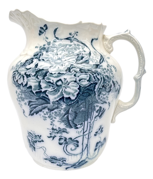 Large Antique Edwardian Wash Basin Pitcher Anemone from Pountney & Co., 1890s