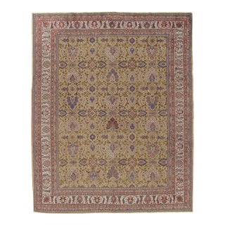 Antique Persian Sultanabad Carpet Handmade Soft Yellow Ground All Over Design For Sale