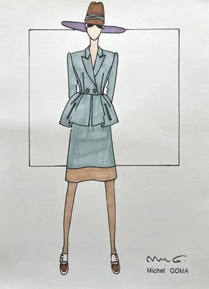 Michel Goma, Fashion Drawing, 1980s, Felt-Tipped Pen