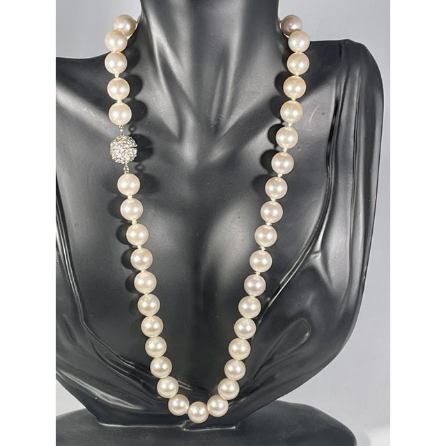41 Round Akoya Pearls Strand Necklace Set in Metal Ball Clasp For Sale - Image 11 of 18