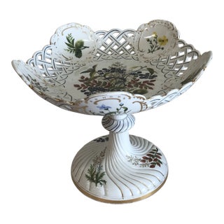 19th Century Meissen Marked Reticulated Compote For Sale
