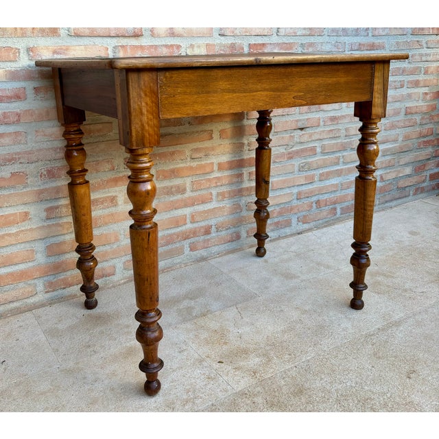 Antique Spanish Turned-Leg Wooden Work Table With Large Drawer For Sale - Image 6 of 10