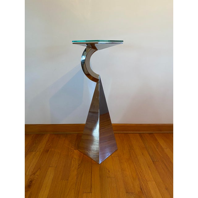 2020s Norton Stainless Steel Pedestal Table For Sale - Image 5 of 7
