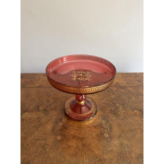 Antique Ruby Glass Gilded Tazza, 1860s For Sale - Image 6 of 6