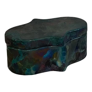 Late 20th Century William K Turner Raku Lava Art Pottery Lidded Box Signed