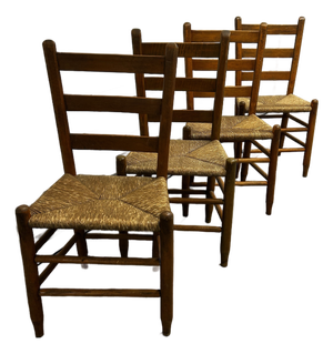 Set of Four Antique Wooden Ladder Back Chairs