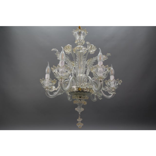 Venetian Murano Glass and Gold Dust Floral Chandelier, Italy, 1950s For Sale - Image 9 of 18