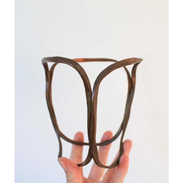 Vintage Hand Forged Copper Brutalist Bowl on Stand For Sale - Image 9 of 10