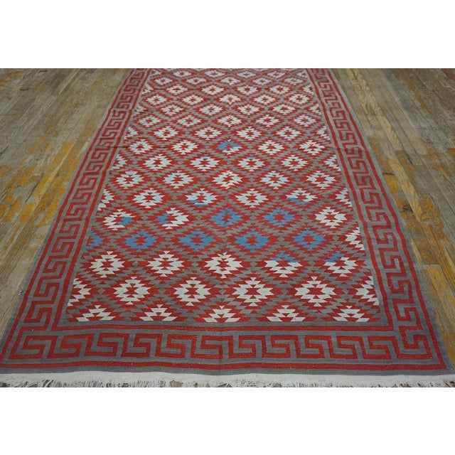 1930s Indian Cotton Dhurrie Carpet ( 5' x 7'8" - 152 x 234 ) Antique Dhurrie Small Scatter Size Cotton Rug, Country of...