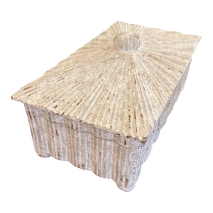 Vintage Palm Beach Regency White Gesso Sunburst Decorative Box