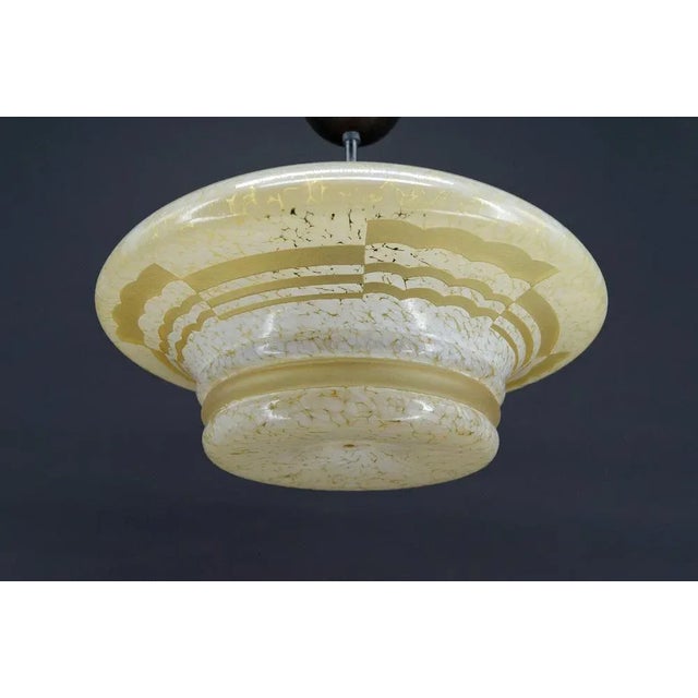 Modern Art Deco Pendant Light in Acid-Etched Glass, 1930 For Sale - Image 6 of 10