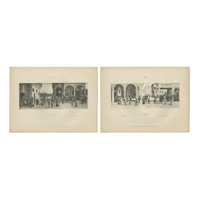 After Max Tilke, Italian Renaissance Street Scenes, Engravings, 1880s, Set of 2 For Sale