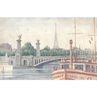 Pierre Desesuis, Alexander IIA Bridge, Paris, 1981, Watercolor & Gouache on Paper For Sale