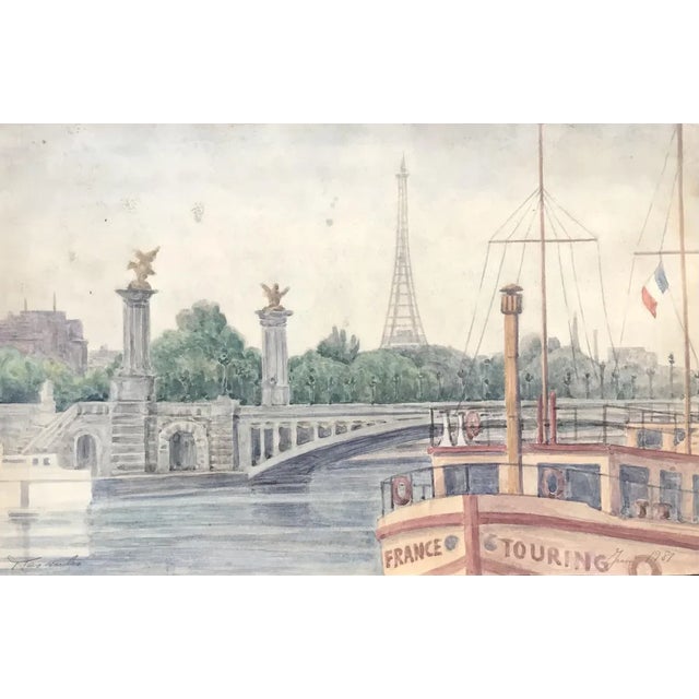 Pierre Desesuis, Alexander IIA Bridge, Paris, 1981, Watercolor & Gouache on Paper For Sale