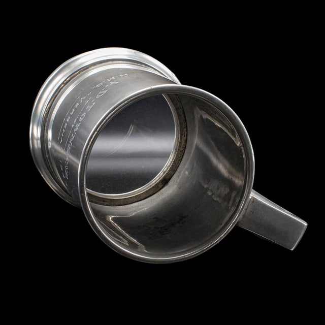 Vintage Wwii Pint Tankard, English, Pewter, Drinking Jug, Glass Base, Maritime For Sale - Image 6 of 9