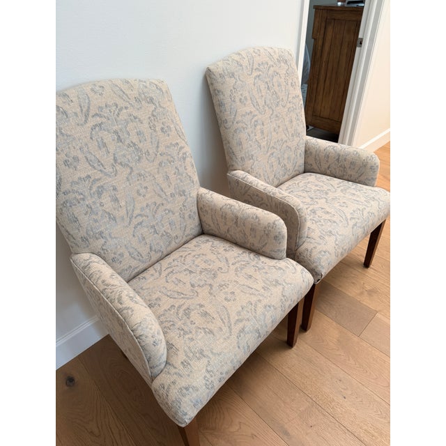 Pair of Custom Jessica Charles Upholstered High-Back Accent Chair With Arms For Sale - Image 4 of 5