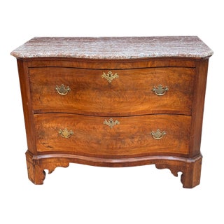 Late 19th Century George III Style Mahogany Serpentine Marble-Top Chest For Sale