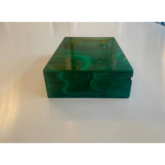 Malachite Box with Gilt Sterling Silver Hinge, 1950 For Sale - Image 6 of 10