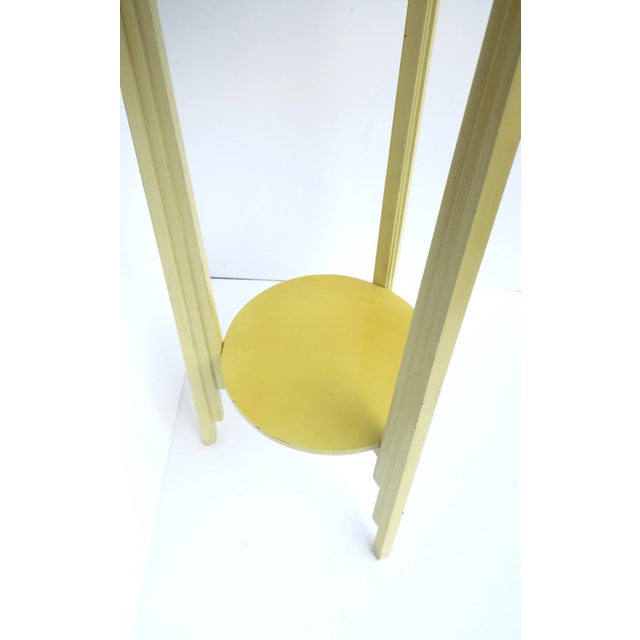 Yellow Art Deco Column Pillar Pedestal Stand With Lower Shelf, 1 of 2 Available For Sale - Image 11 of 13