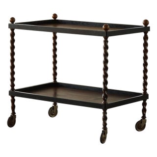 Danish Serving Table in Birch with Twisted Legs, 1940s For Sale