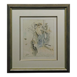 Jurgen Gorg 1990s "Libra" Figurative Female Etching on Paper Hand Signed, Framed