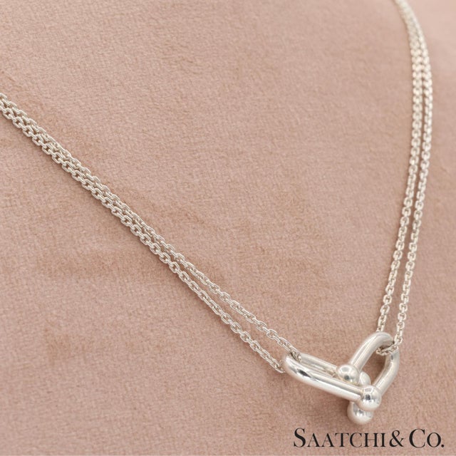 Tiffany and Co. Tiffany & Co. Hardware Large Double Link Pendant Necklace Sterling Silver For Sale - Image 4 of 9