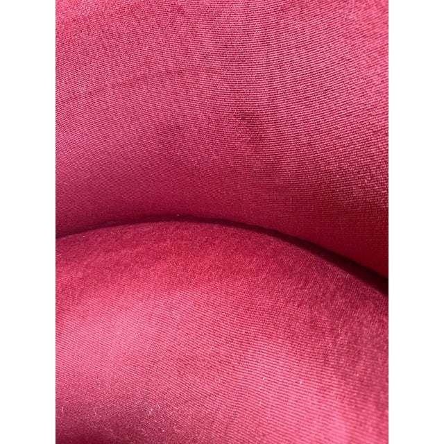 Napoleon III Style Burgundy Velvet Toadstool Lounge Chairs, 1890s, Set of 2 For Sale - Image 6 of 8