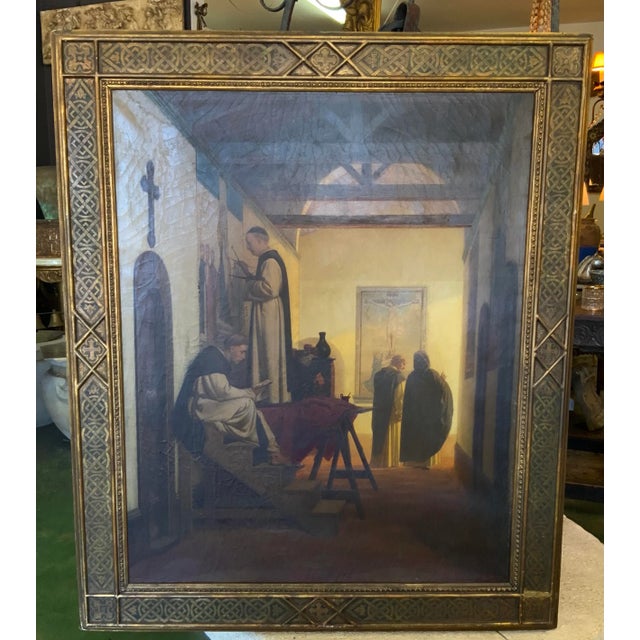 19th Century 19th C. Oil on Canvas Painting by Otto Knille - Titled: "Friar Angelico of Fiesole Paints in the Monastery of San Marco in Florence" For Sale - Image 5 of 13