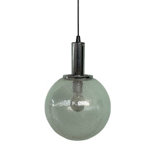 Vintage Industrial Italian Pendant Light in Pulegoso Glass Sphere, 1960s For Sale