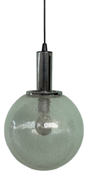 Vintage Industrial Italian Pendant Light in Pulegoso Glass Sphere, 1960s