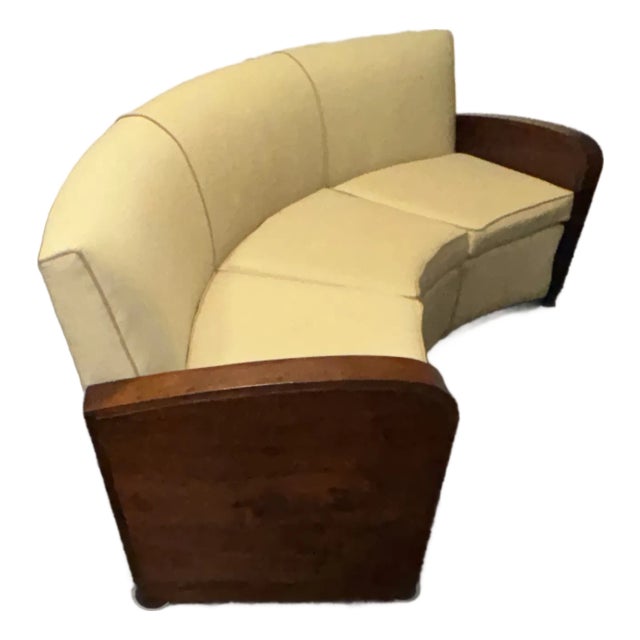 1930s European Curved Art Deco Sofa For Sale