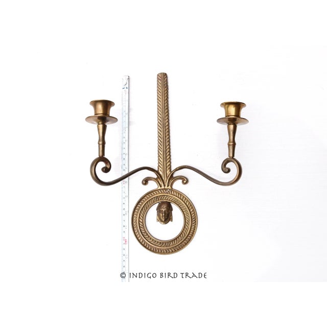 Brass Pair of Vintage French Neoclassical Style Brass Wall Candle Sconces For Sale - Image 8 of 8