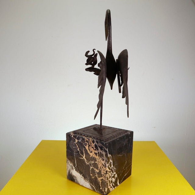 Black Iron Sculpture with Black Marble Base attributed to Carlo Rizzarda For Sale - Image 8 of 11