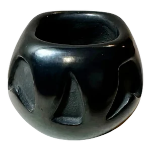 1970s Santa Clara Black Pottery Pot by Maxine Naranjo