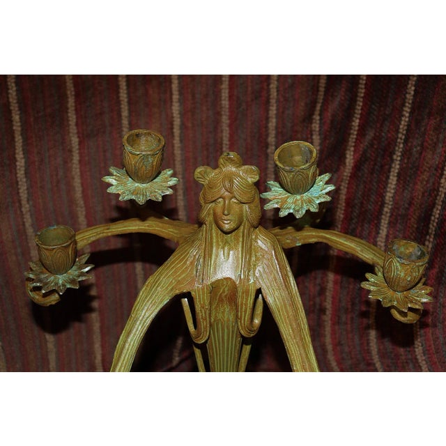 Antique 1900-1915 Achille Gamba for Edles Zinn in Austria. Nearly a foot and a half high Jugendstil solid bronze cast...