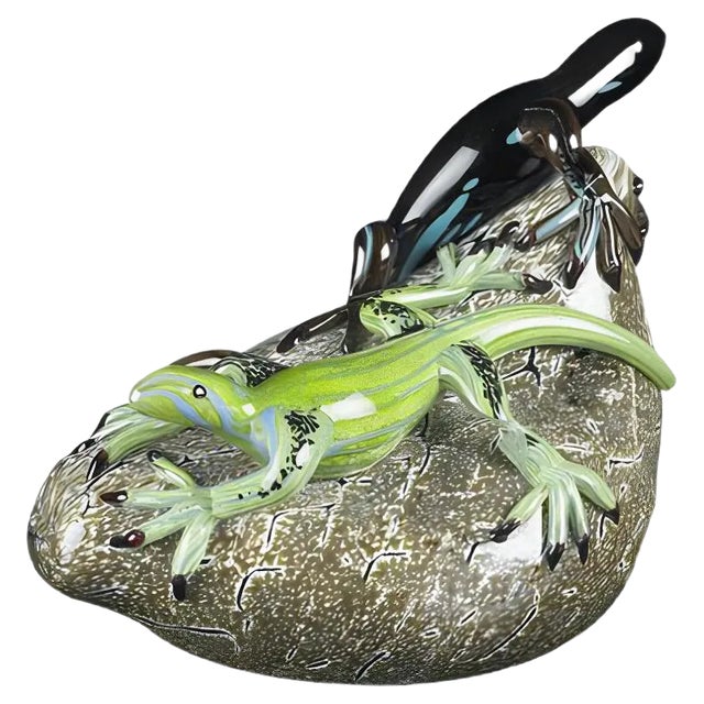 Lizard on a Stone in Glass from VGnewtrend, Italy For Sale