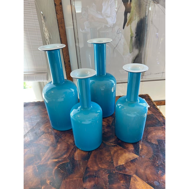 Turquoise Turquoise Danish Vases -Set of 4 For Sale - Image 8 of 8