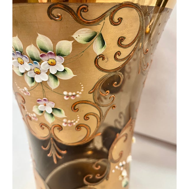 Vintage Czech Bohemian Amber Art Glass Vase For Sale In Dallas - Image 6 of 12