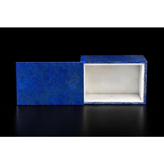 Lapis Lazuli Box Single Panel Whole Slab Lid and 2 Sides Italian No Dye or Filler For Sale - Image 11 of 16