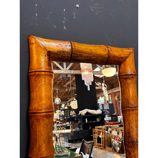 Mid-Century Modern Vintage Beautiful Italian Rectangular Wood Wall Mirror 1980s For Sale - Image 3 of 9