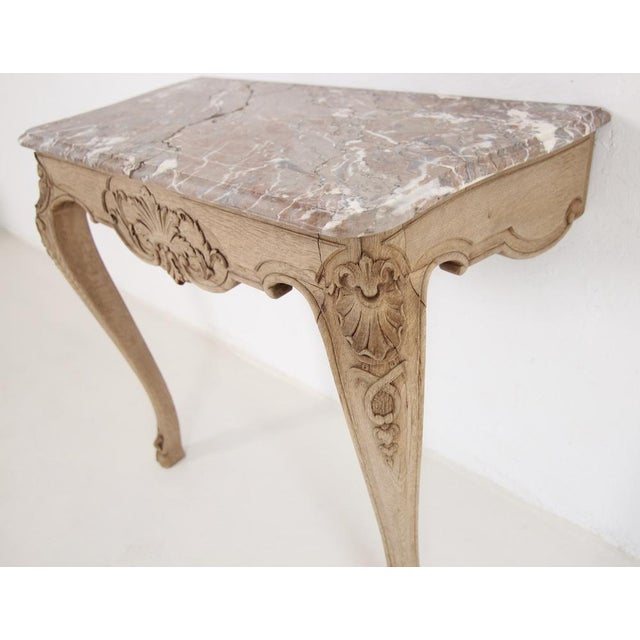 Small Louis XV Oak and Marble Top Console Table, 1920s For Sale - Image 15 of 18