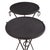 Each table features a painted iron top accented with three hanging rings from the apron. The tripartite iron base creates...